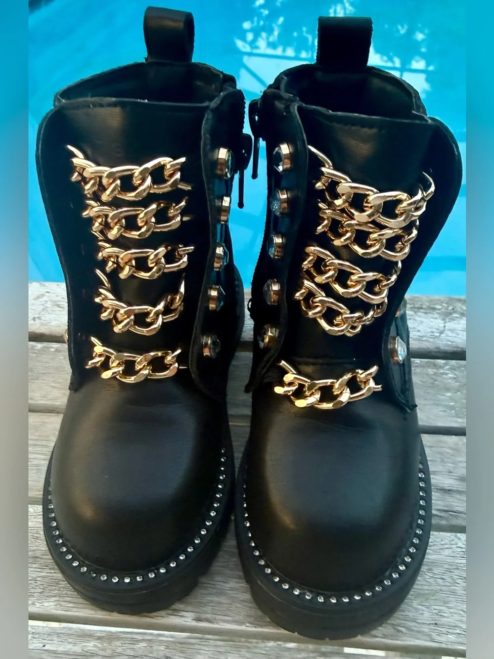 Kurt Geiger London Junior Bax Black Leather Ankle Boots Lil’Girls 5 MSRP $79~NEW